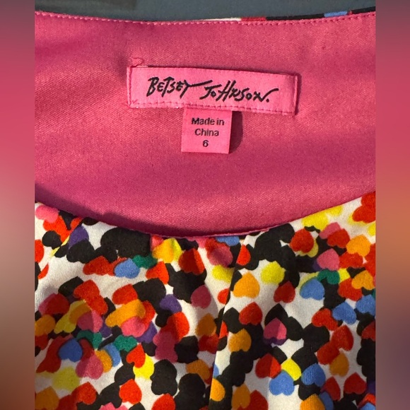 Betsey Johnson Multi Heart Print Sleeveless Ruchied Dress - Picture 7 of 11